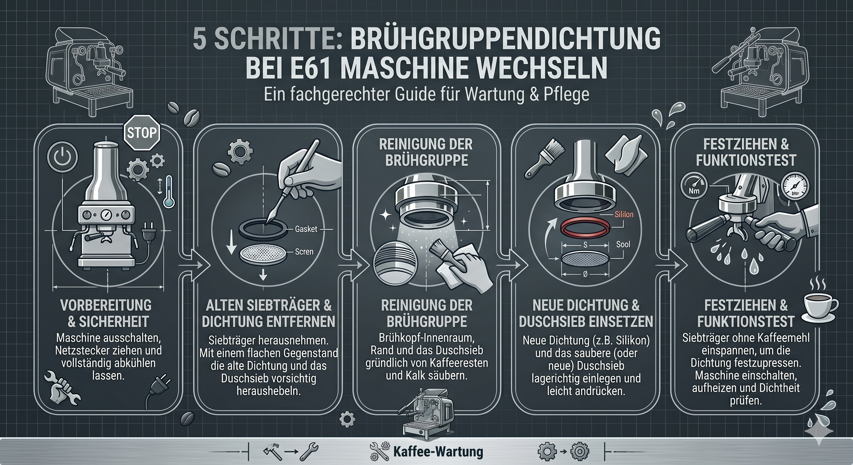 Siebträgermaschine - Brühgruppen Dichtung Wechseln