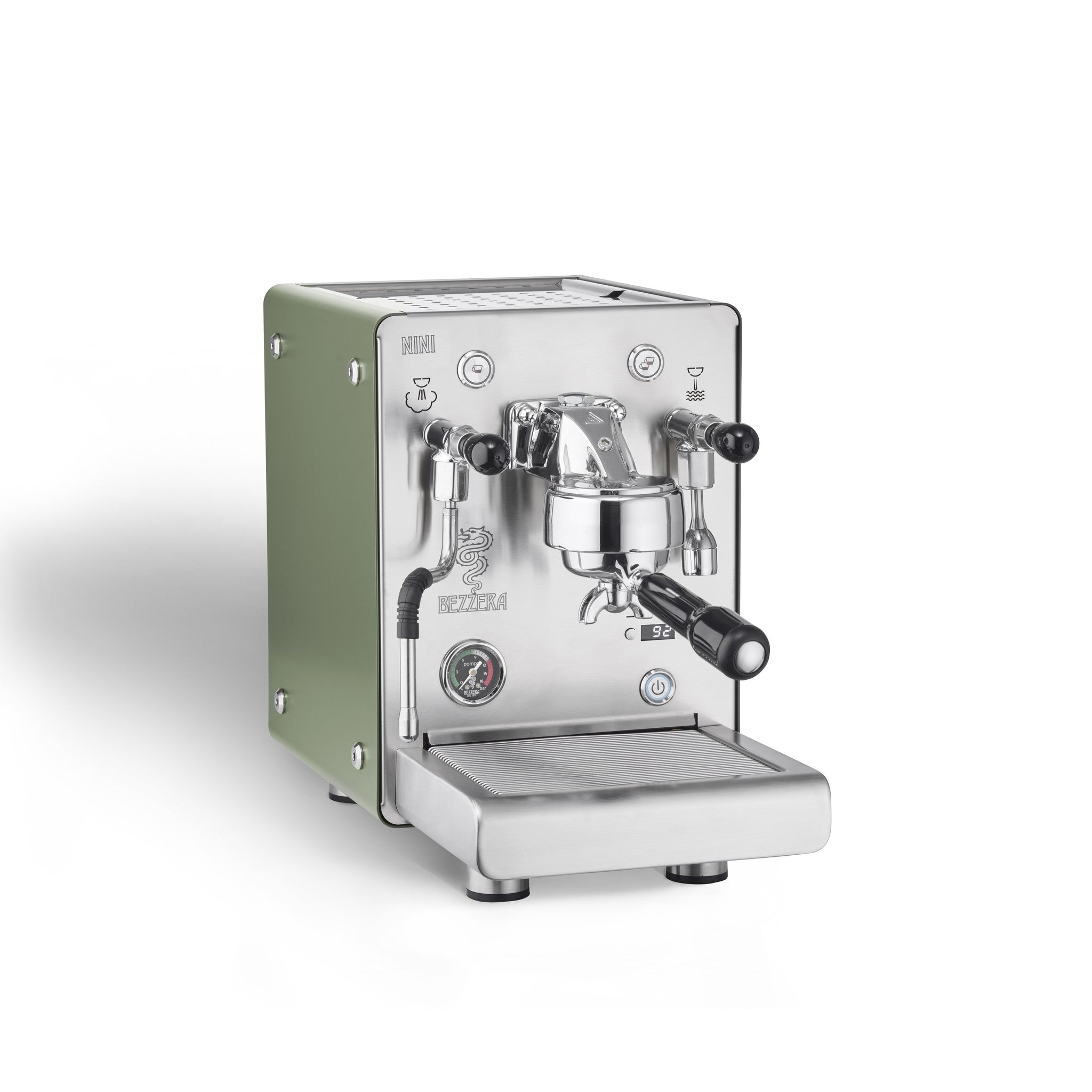Bezzera NINI PID DE Espressomaschine Edelstahl mit grünen Seitenpanelen