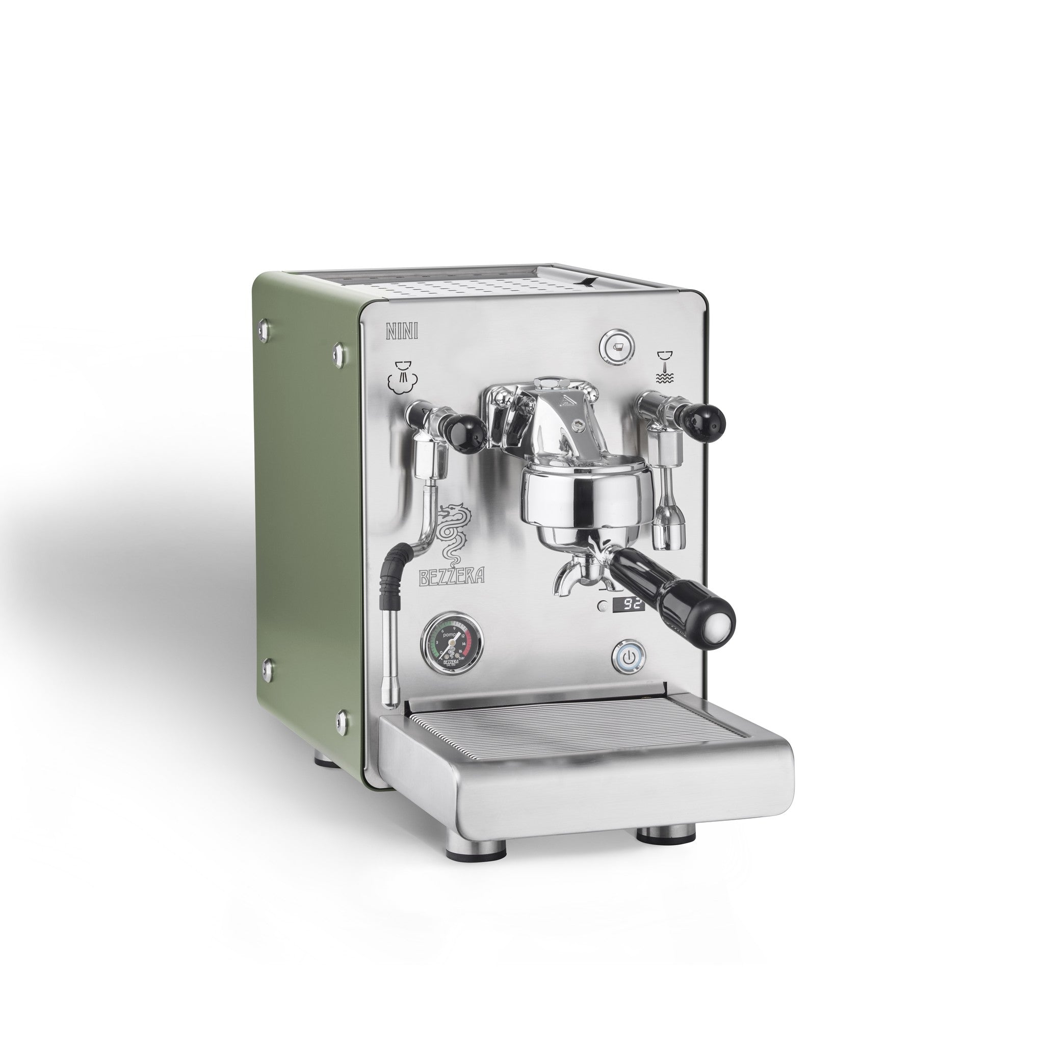 Bezzera Nini PID PM Esprressomaschine edelstahl mit grünen Seitenteilen