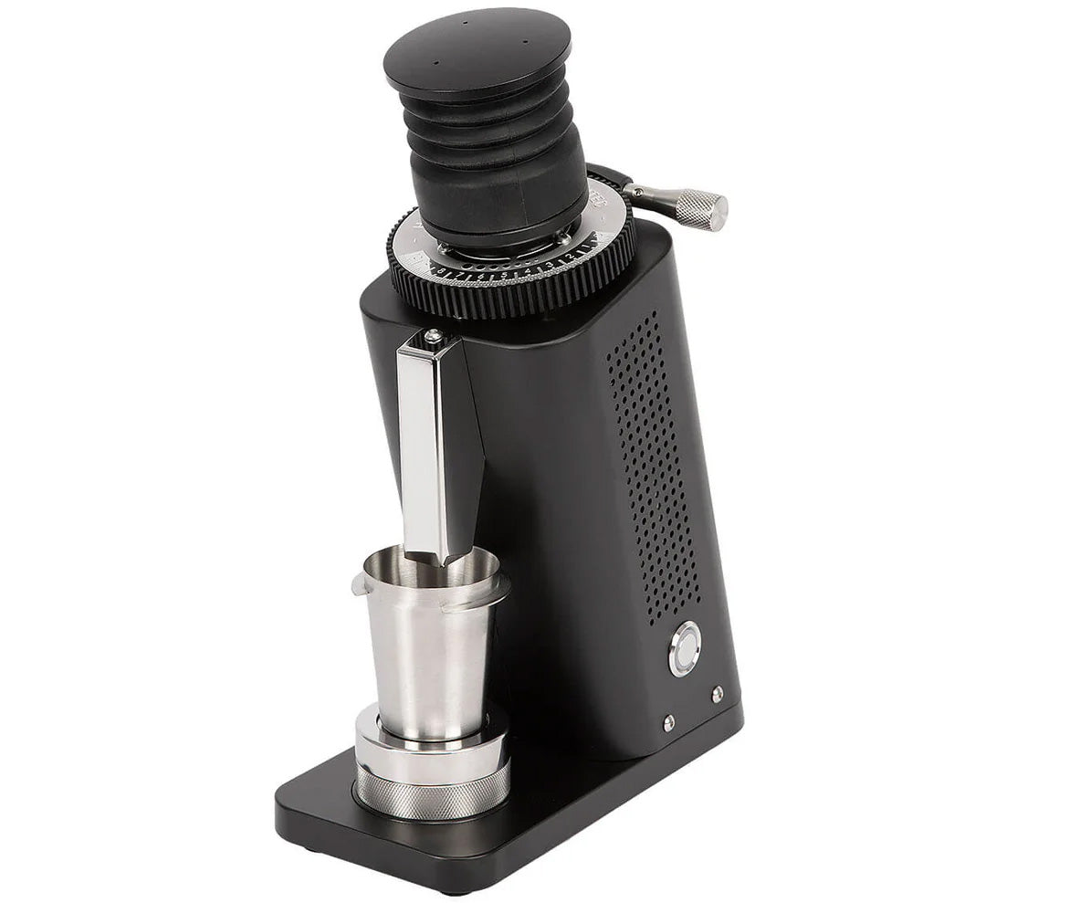 Profitec Twist SD54 Single Dose Kaffeemühle schwarz schräge Seitenansicht