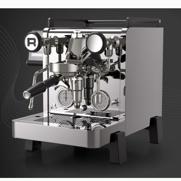 Rocket R58 Tune Espressomaschine Edelstahl schräge Frontansicht